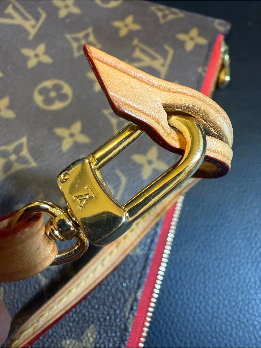 Louis Vuitton Neverfull Pochette Monogram Canvas Wristlet Pouch